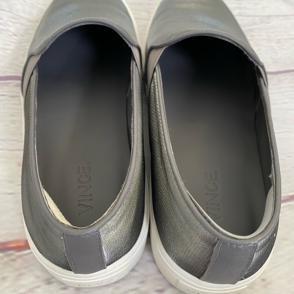 Vince Metallic Gray Silver Flat Slip On Sneakers Sz 7.5 - Picture 7 of 10